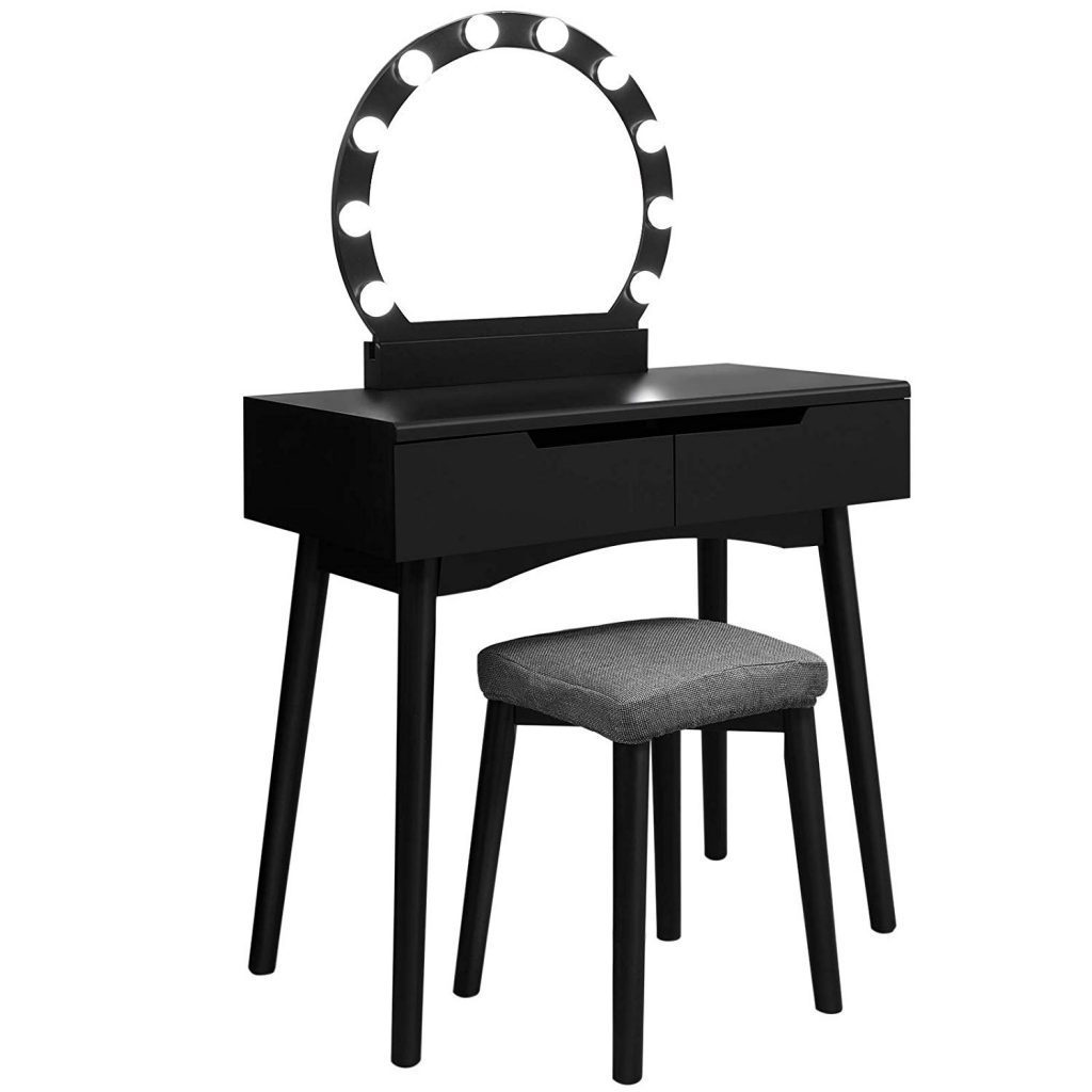 Cómo hacer un tocador de maquillaje con luces fácil. Tocador, espejo, luces LED, taburete y organizador de maquillaje.