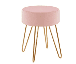 Taburete terciopelo. Cómo hacer un tocador de maquillaje con luces. Mesa tocador, espejo, luces LED, taburete y organizador de maquillaje.