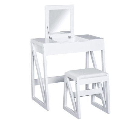 Tocador. Cómo hacer un tocador de maquillaje con luces. Mesa tocador, espejo, luces LED, taburete y organizador de maquillaje.