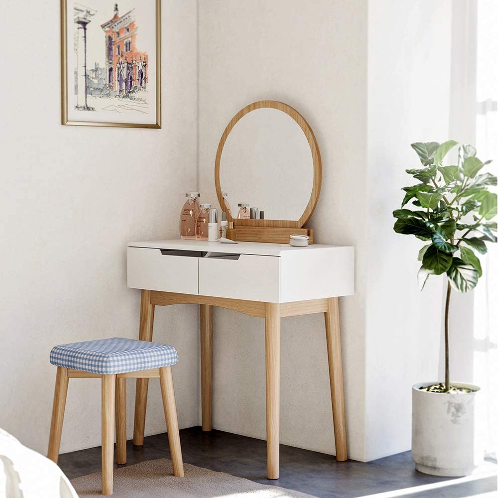 Cómo hacer un tocador de maquillaje con luces. Mesa tocador, espejo, luces LED, taburete y organizador de maquillaje.