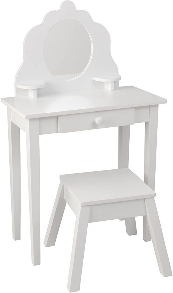 TOCADOR DE MAQUILLAJE PARA NIÑA. Cómo hacer un tocador de maquillaje con luces. Mesa tocador, espejo, luces LED, taburete y organizador de maquillaje.