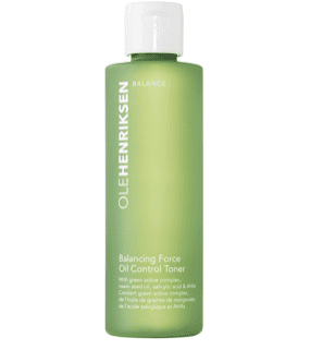 Mis pasos en el cuidado facial de día. Tónico, sérum, crema hidratante, limpiador, productos de belleza, ácido hialurónico, antioxidante. Olehenriksen Balancing Force Oil Control Toner
