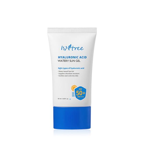 El mejor protector solar facial. Crema de sol SPF 50 anti rayos UVA UVB resistente al agua. Protectores solares faciales reaplicar maquillaje Isntree Hyaluronic Acid Watery Sun Gel