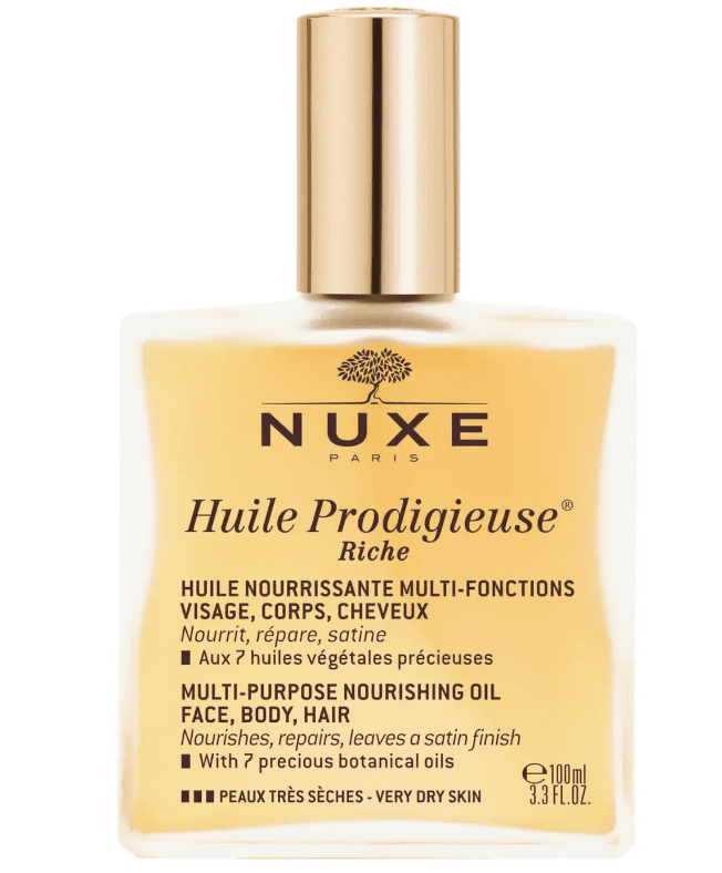 Nuxe Huile Prodigieuse Riche Aceite Nuxe Huile Prodigieuse corporal, facial, cabello. Hidratación, nutrición, aceites vegetales naturales, antioxidante. Or, Florale