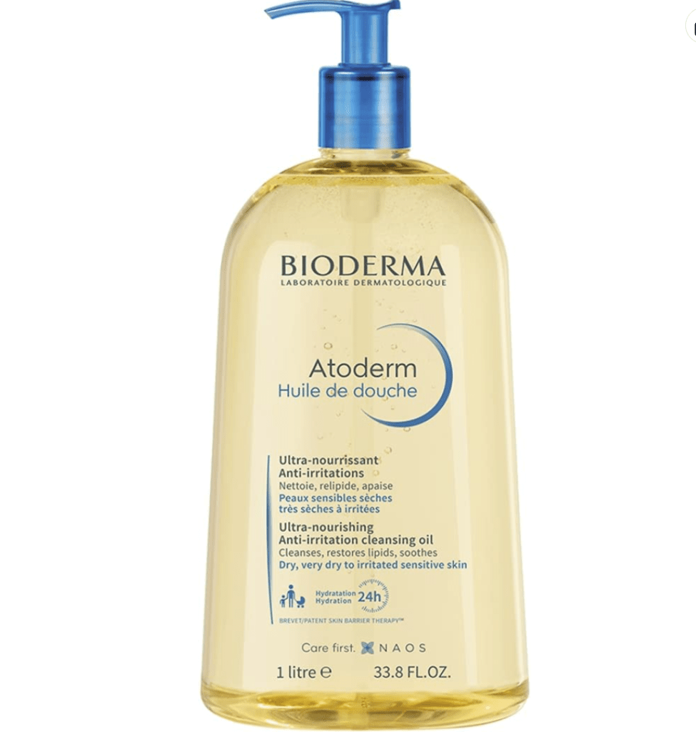 BIODERMA Atoderm Aceite Ducha Cuerpo rutina. Productos de cuidado corporal de la piel, hidratación, retinol, antiedad y antienvejecimiento, luz LED.