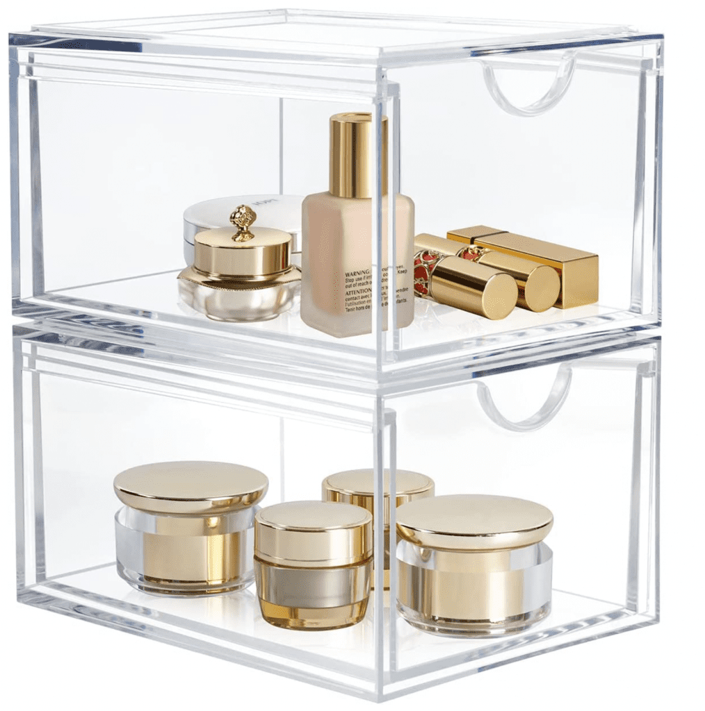 cajoneras apilables acrílicas ¿Cómo organizar maquillaje y cosméticos? Limpio y ordenado con organizadores acrílicos, cajas apilables, cajoneras, divisores...
