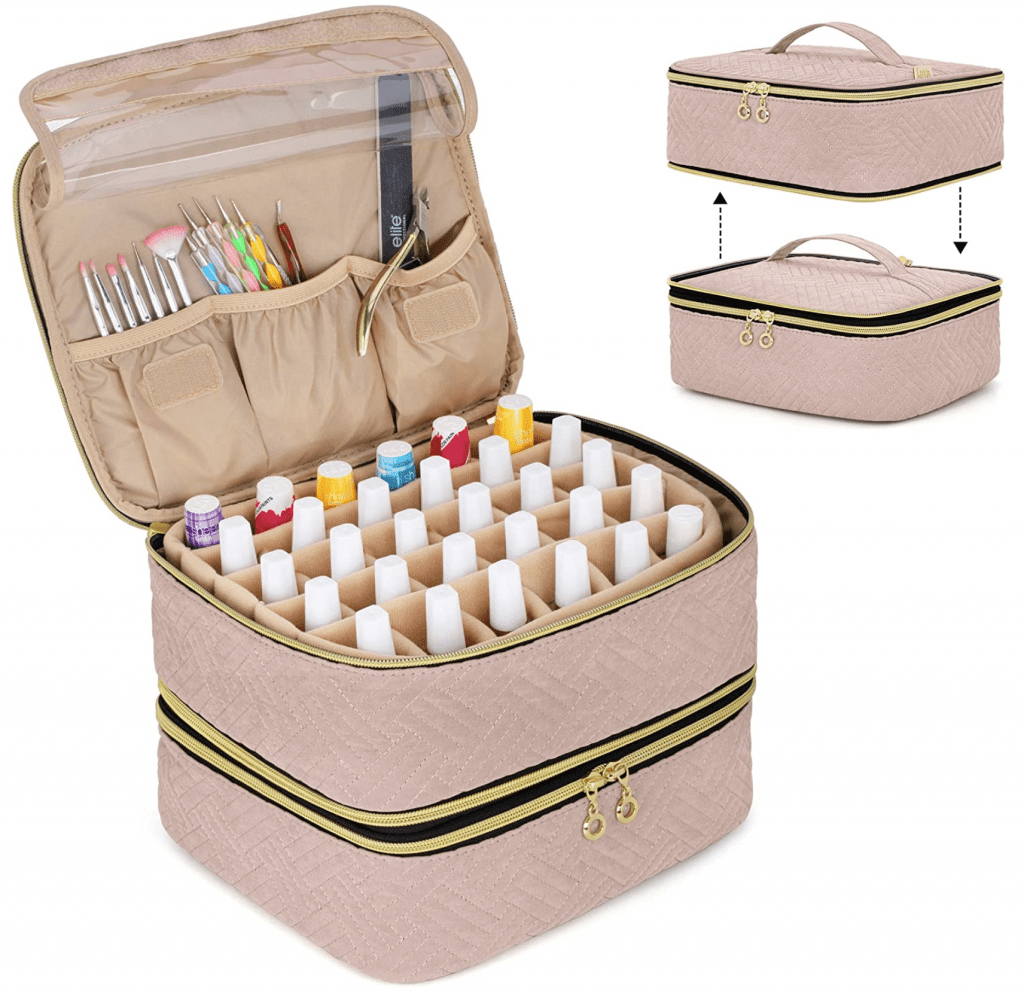 neceser para esmaltes de uñas ¿Cómo organizar maquillaje y cosméticos? Limpio y ordenado con organizadores acrílicos, cajas apilables, cajoneras, divisores...