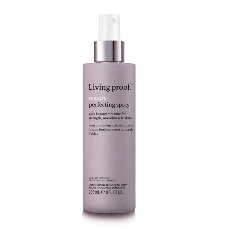Living Proof Restore Perfecting Spray. Mi opinión: tratamiento sin aclarado, hidrata, fortalece la fibra capilar, protección de calor y UV.